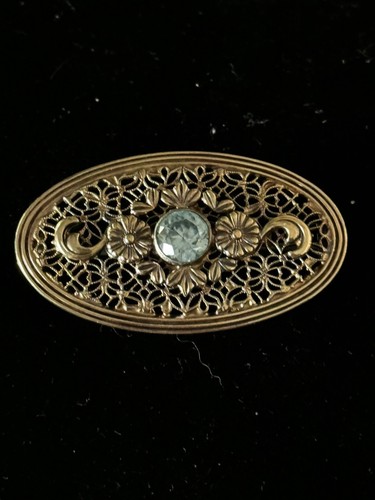 Vtg 1940’S W. E. Richards Sterling Zircon Brooch with 12K Rose Gold Old Money - Picture 6 of 6