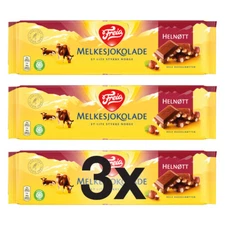 3x Freia Helnøtt Melkesjokolade 200g - Norwegian Chocolate