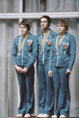 Athletics Barbara Krause Of East Germany Stands On The Podium Old Sports Photo