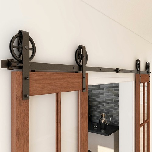 CCJH 5FT-16 FT Sliding Barn Wood Door Hardware Track Kit for Single Double Door - 第 16/34 張圖片
