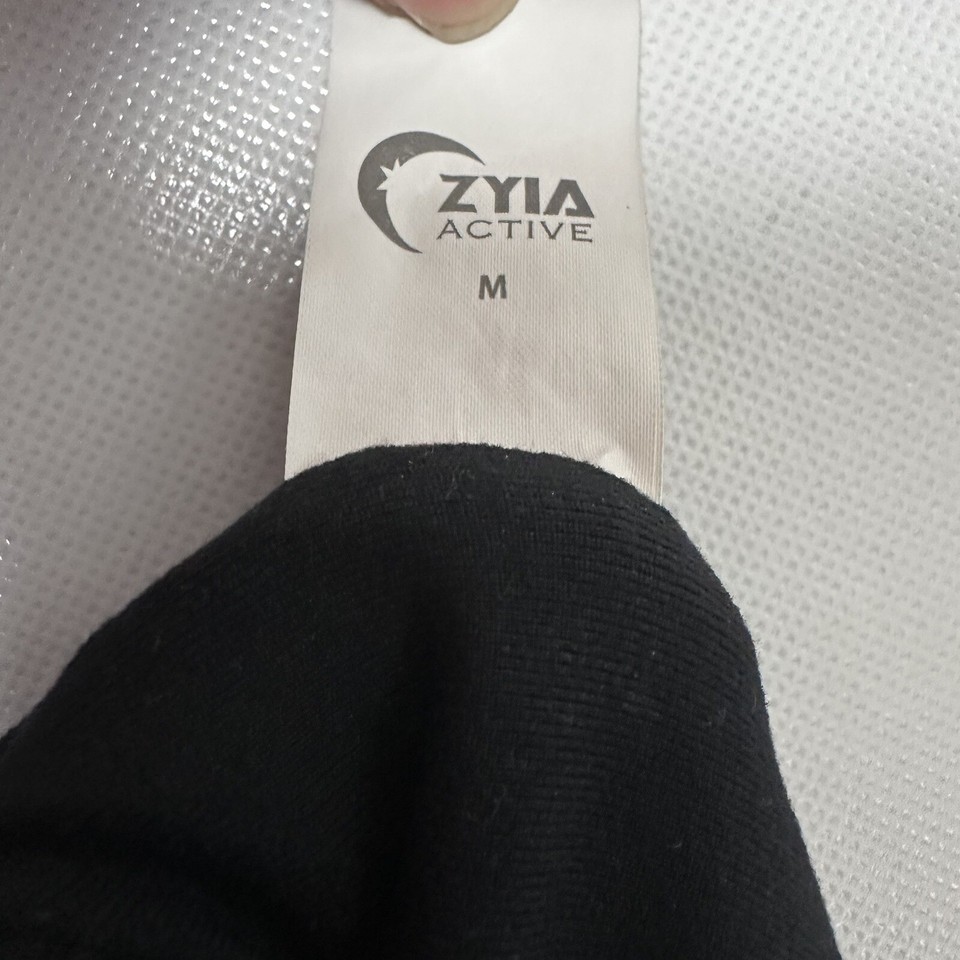 ZYIA Active Sports Bra Flower Power Floral Black Racerback Top