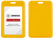 Sliding ID Badge Holder Heavy Duty Hard Plastic Card Sleeve Yellow