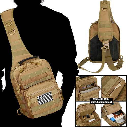 Tactical Sling Bag Backpack - MOLLE, Military Grade, Waterproof, Crossbody EDC Pack