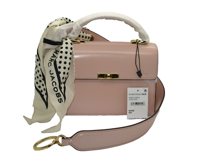 I0 NWT MARC JACOBS Downtown Rose Pink Leather Turn Lock Flap