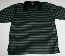 Champion Tour Men's Polo Golf Shirt Size XL Black Striped Buttons Short Sleeves