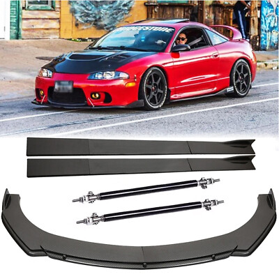 Carbon For Mitsubishi Eclipse Front Bumper Lip /78.7'' Side Skirt /Strut Rods