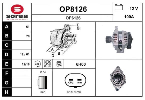Alternateur SNRA OP8126 pour Opel Astra J et Insignia A trois volumes Berline