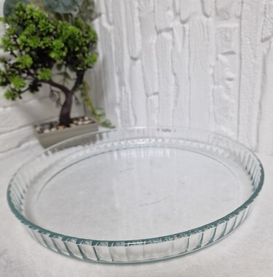 Vintage PYREX 814 S geriffelte Glas Tarte/Tortenschale - 30 cm - Made in France Backformen