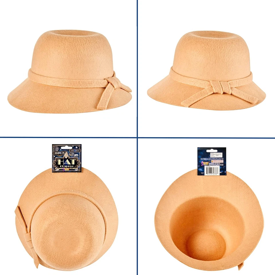 Sombrero Flapper Beige Bronceado Años 20 Décadas Adulto Mujer Halloween Disfraz Accesorio Foto 3 de 4