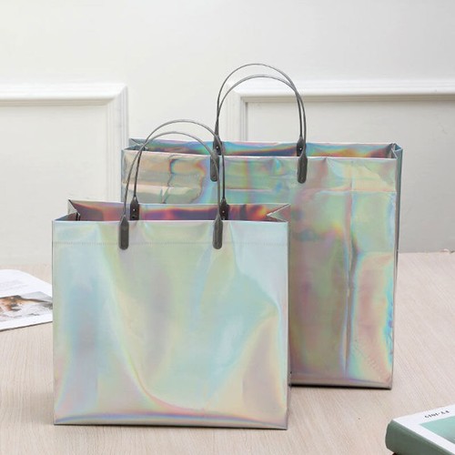 Wiederverwendbar Einkaufstaschen Wasserfest Aufbewahrung Tasche PVC Laser Groß 〒 - Picture 5 of 15