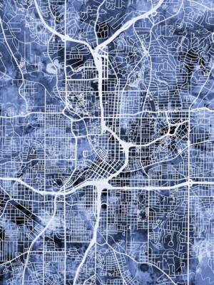Poster - Atlanta Map, Modern Abstract City Streets, 4 Sizes
