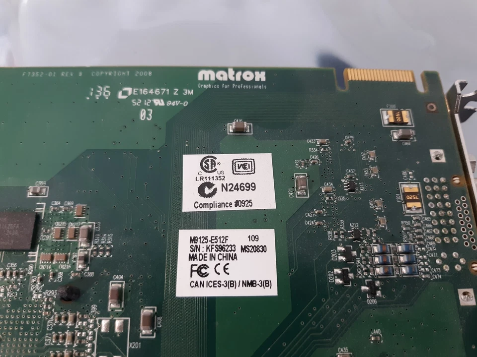 Matrox M9125-E512F PCIe x16 2x DVI Dual Monitor Graphics Card KFS96233 - Image 3 of 4
