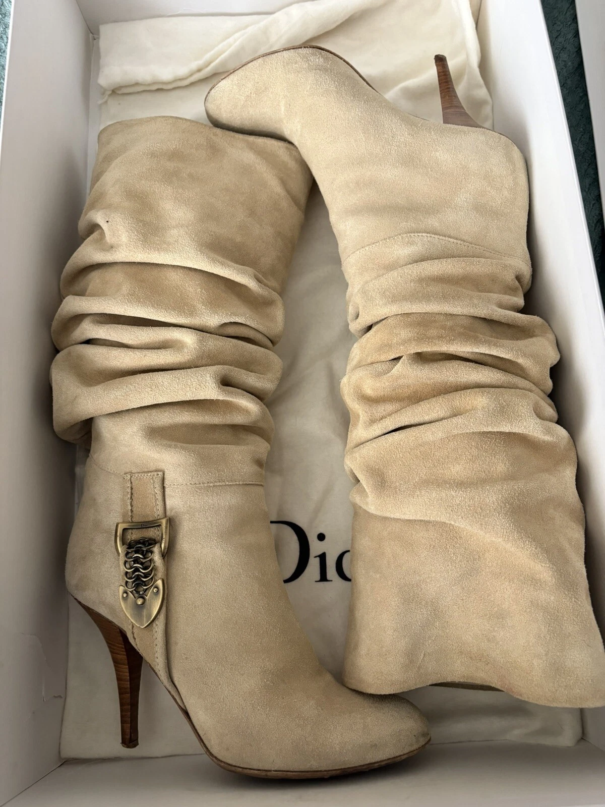 Bottes femme CHRISTIAN DIOR daim beige Courchevel slouch 38   8US