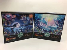 TWO Marine Color 1000 Piece Jigsaw Puzzles- Whales/Dolphins Buffalo Games NEW