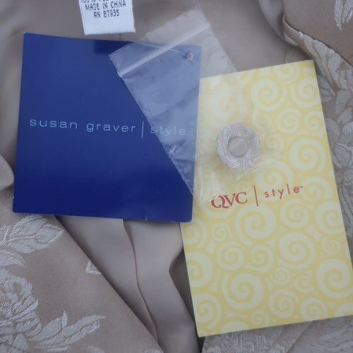 Nuevo con etiquetas Abrigo Chaqueta Chaqueta Chaqueta Susan Graver Dorado Satén Brillo Floral Noche Carrera Talla L - Imagen 11 de 11
