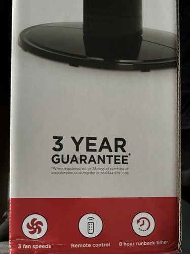 ❤️ Dimplex Mont Blanc Black Slim Floor Tower Cooling Fan DXMBCF Remote Compact - Picture 4 of 5