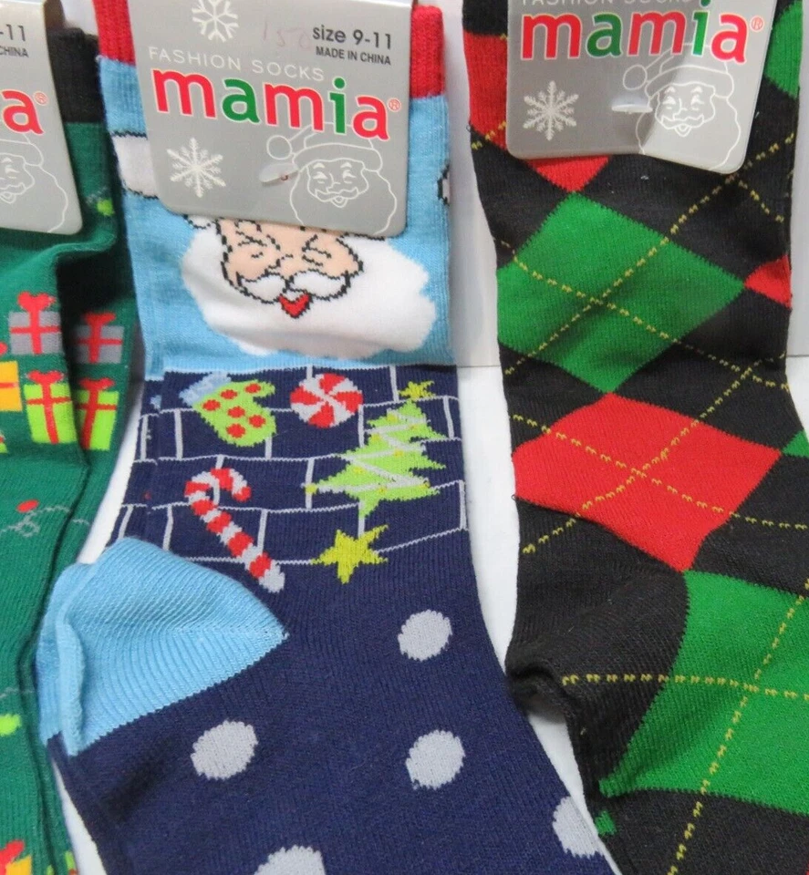 Christmas Holiday Mamia 9-11 码袜子 3 双全新带标签 — 第 3/4 张图片
