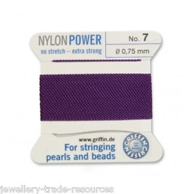 AMETHYST LILA NYLON POWER SEIDENFADEN 0,75mm SCHNUR PERLEN PERLEN GRIFFIN 7
