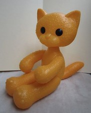 Russian Soviet Cat Yellow Plastic vintage movable arms vintage