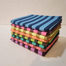 Neon True Colors, Neon Stripe Bundle of 8 Different 1/2 yd. Prints, Total 4 Yard