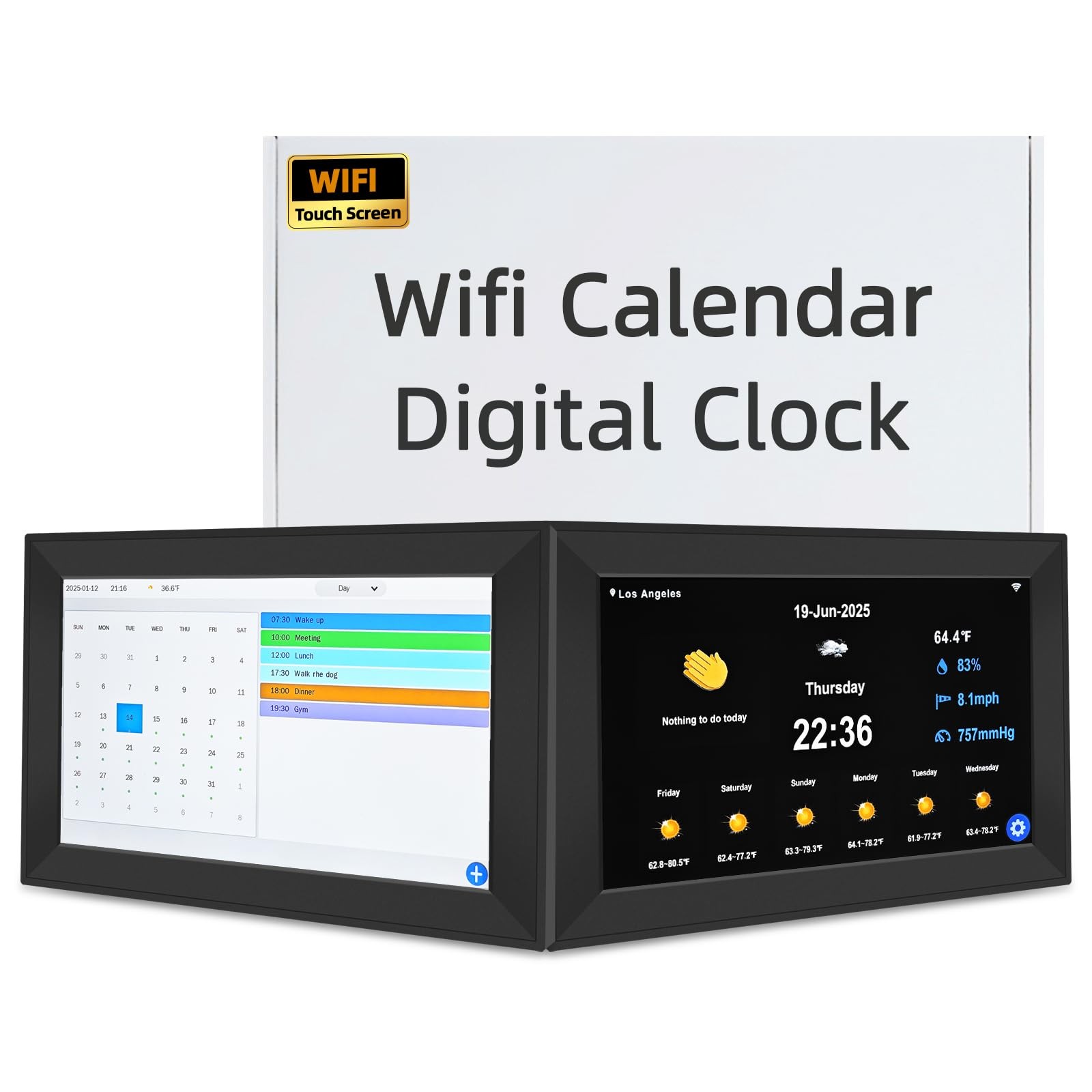 YUYIALARM WiFi Digital Calendar Clock, Smart Touchscreen Electronic 2026