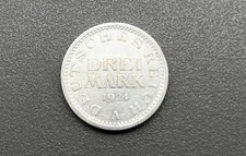 500/- Silbermünze, 3 Mark, 1924, A, Deutsches Reich, Adler