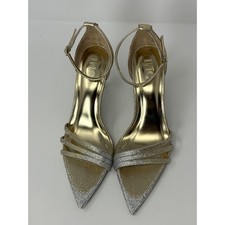 INC International Concepts Kadira Gold/Silver Rhinestone Dress Sandals Heels 10M