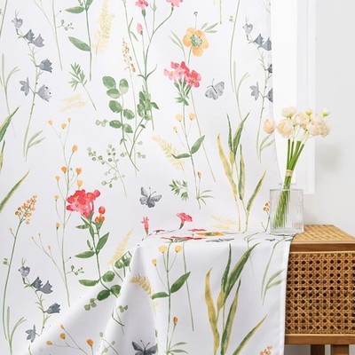 youleyar Floral Curtains 84 Inches 52''W x 84''L (Pack of 2), Spring - 