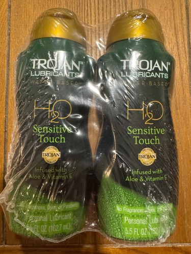 2 TROJAN Lubricant H2O Sensitive Touch Paraben Free Water based 5.5oz EXP 9/25