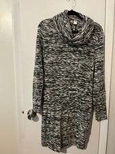 Old Navy Turtleneck Sweater Dress Long Sleeve Stretch Gray and White  SZ L