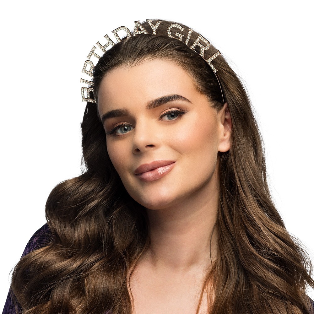 Rose Gold Birthday Girl Tiara Glitter Headband Party Crown Fancy Dress