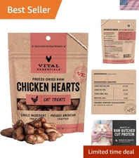 Freeze-Dried Chicken Hearts Cat Treats 1 oz | No Fillers, Pure Protein