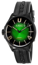 U-Boat Darkmoon Nero PVD Quadrante Verde Gomma Cinturino Quarzo Da Orologio 9503
