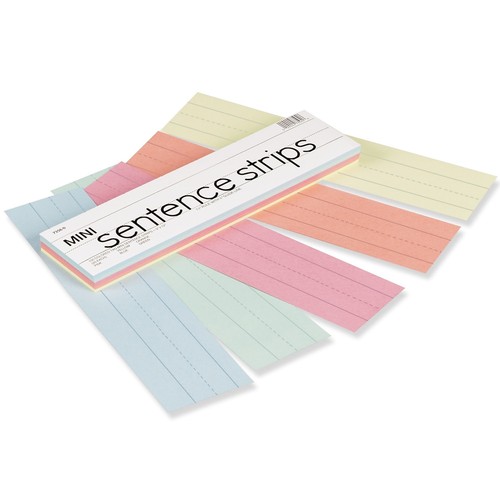 Pacon Mini Sentence Strips 5 Assorted Colors 1-1/2" x 3/4" Ruled 3" x 12" 100 - Afbeelding 2 van 2