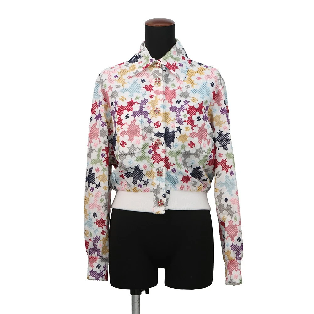 Chanel — CHANEL 24P Blooming Raffia Patchwork Jacket Size 34 Cotton82%/Polyester18% W...