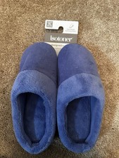 Isotoner Womens Memory Foam Slippers XL 9.5-10 Blue Heel Boost House Shoes NWT