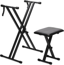 Keyboard Stands Bench Set,Double-X Keyboard Stand Adjustable Digital Piano Stand