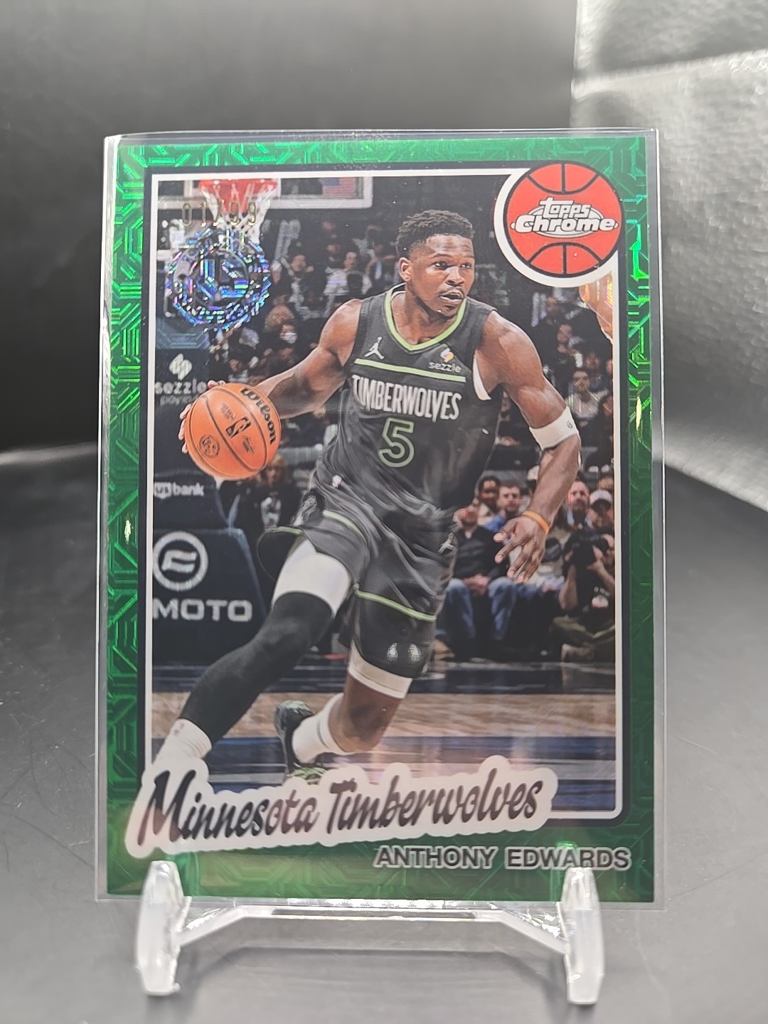 2025/26 TOPPS CHROME ANTHONY EDWARDS SILVER PACK GREEN MOJO REFRACTOR 01 /99 