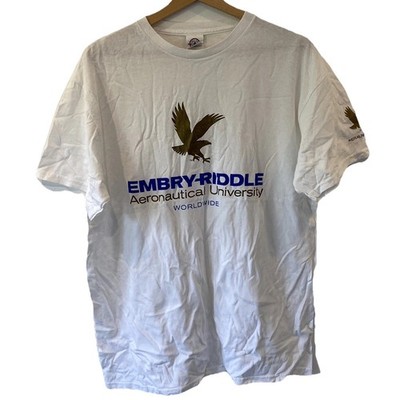 Embry Riddle Aeronautical University Worldwide Eagle weißes T-Shirt Erwachsene Größe L