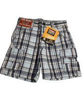 wrangler jeans boys plaid cargo shorts adjustable waist pockets size 4 blue