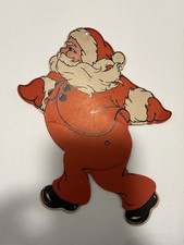 VINTAGE 9  MADE IN USA DIE CUT CHRISTMAS DECOR SANTA JOINTED MECHANICAL