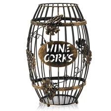 Wine Cork Holder, Barrel-Shaped Metal Wine Cork Holder with Large Capacity, D...