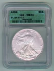 2004 U.S. SILVER AMERICAN EAGLE - KM#273 - ICG SLABBED - MS70