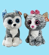 TY Beanie Boos SLUSH Husky  KIKI Cat 16  Plush Stuffed Dog Animal Toy 2018 NWT