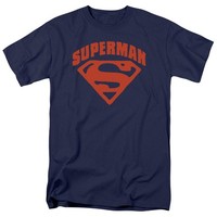 Dc Comics - Superman - Super Shield - Erwachsene Unisex Kurzarm T-Shirt - Blau