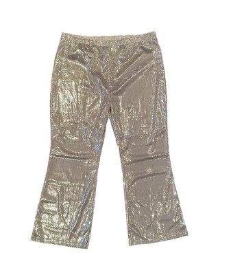 Serra Gold Sequin Pants XL NEW Elastic Waist Pockets Disco Holiday New Years Eve