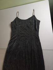 Y2k Silver/ Black Long formal prom dress Bari Jay Small A021