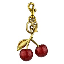 Cute Cherry Bag Charm KeyChain Glitter resin and metal Brass