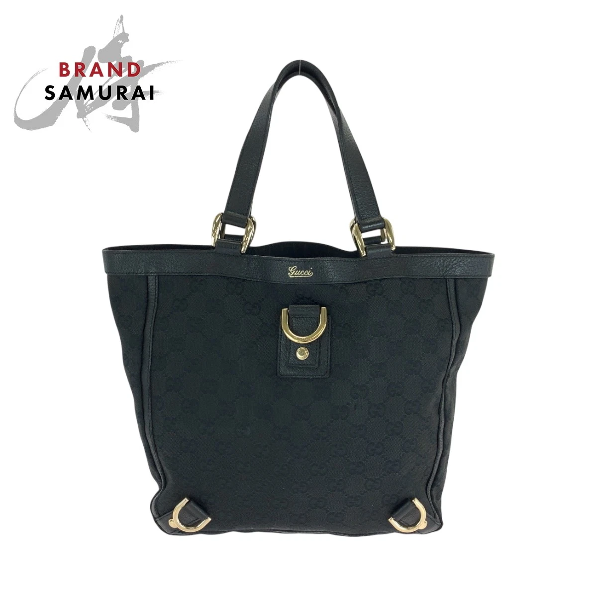 Sac à main fourre tout femme GUCCI Abbey noir or quincaillerie GG toile 130739 5013
