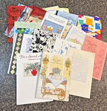 Mixed Lot of 33 Vintage Greeting Cards For Crafting and Decor No Envelopes New